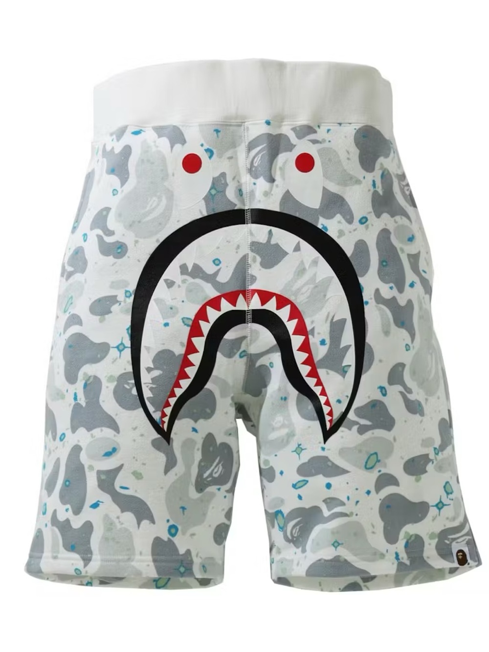 BAPE Color Camo Shark Sweat Shorts White/Gray Size Medium NWT